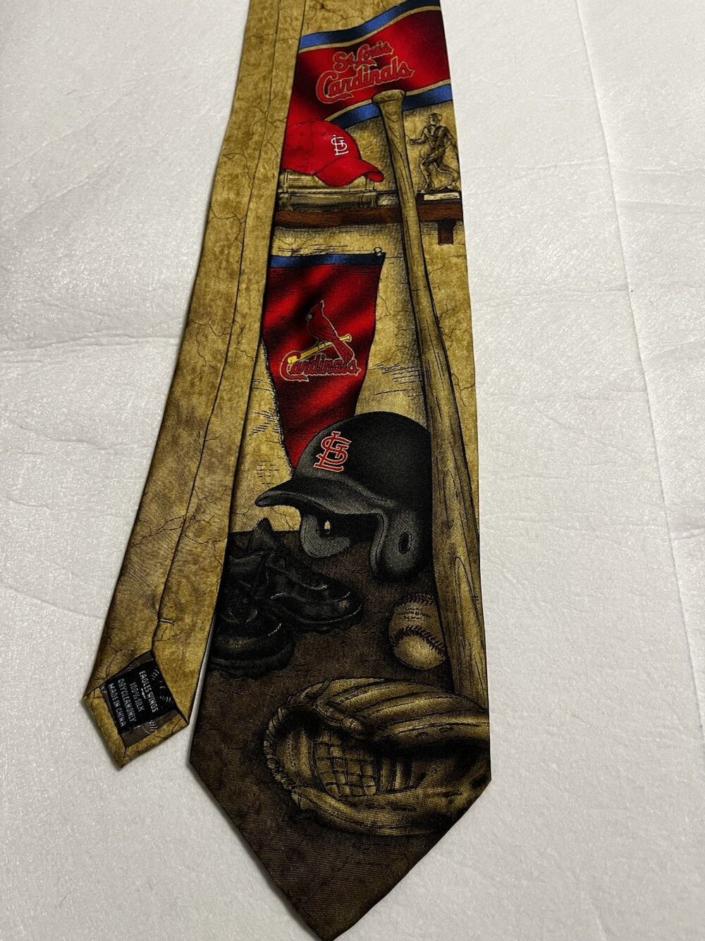 St Louis Cardinals MLB Men’s Necktie Baseball Bat Glove Helmet Novelty Tie